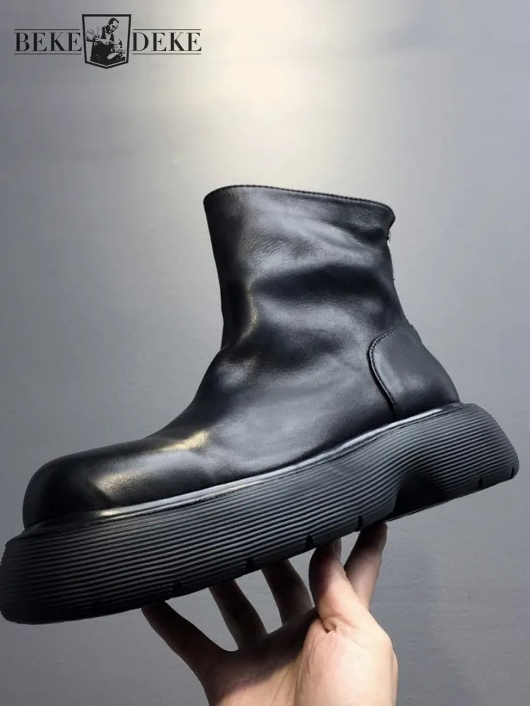 PUNK CHELSEA BOOTS - Men's Genuine Cow Leather Platform Boots - Street Edge, British Soul