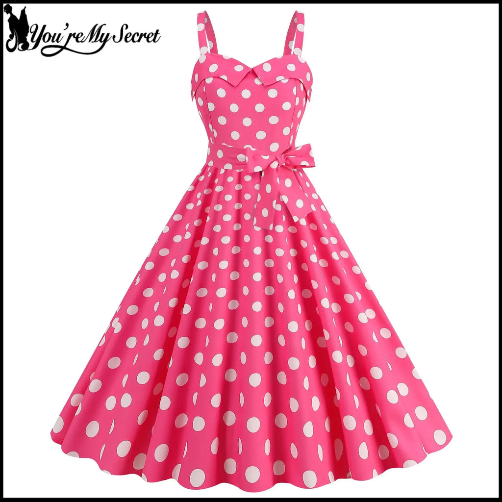 Vintage Classical Polo Dot Printed Dress Women's Sexy Sling Strap Wrap Chest Dress Valentine's Day Streetwear Spring Summer