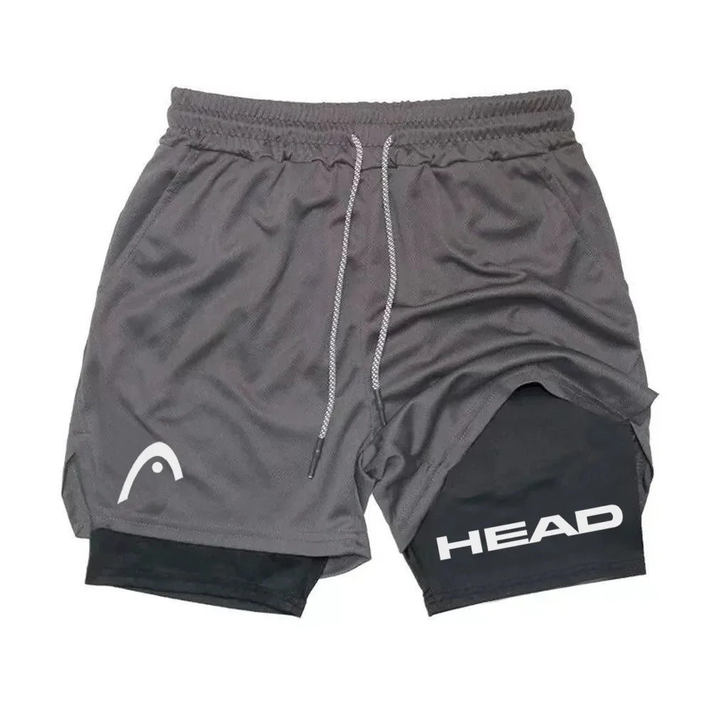 Anime Berserk Head Running Shorts Men Fitness Gym Training 2-in-1 Sports Quick Dry Workout Jogging Double Deck Summer