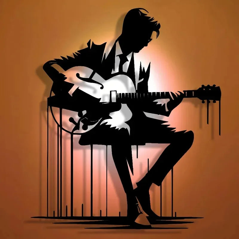 Metal Guitar Wall Art - Abstract Music Silhouette - Café Vibe