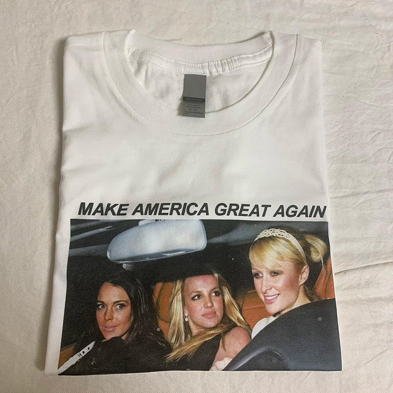 Britney Make America Great Again Graphic Tees Summer Women Fashion T Shirt Casual Tops Unisex Funny Trip T-shirts Streetwear