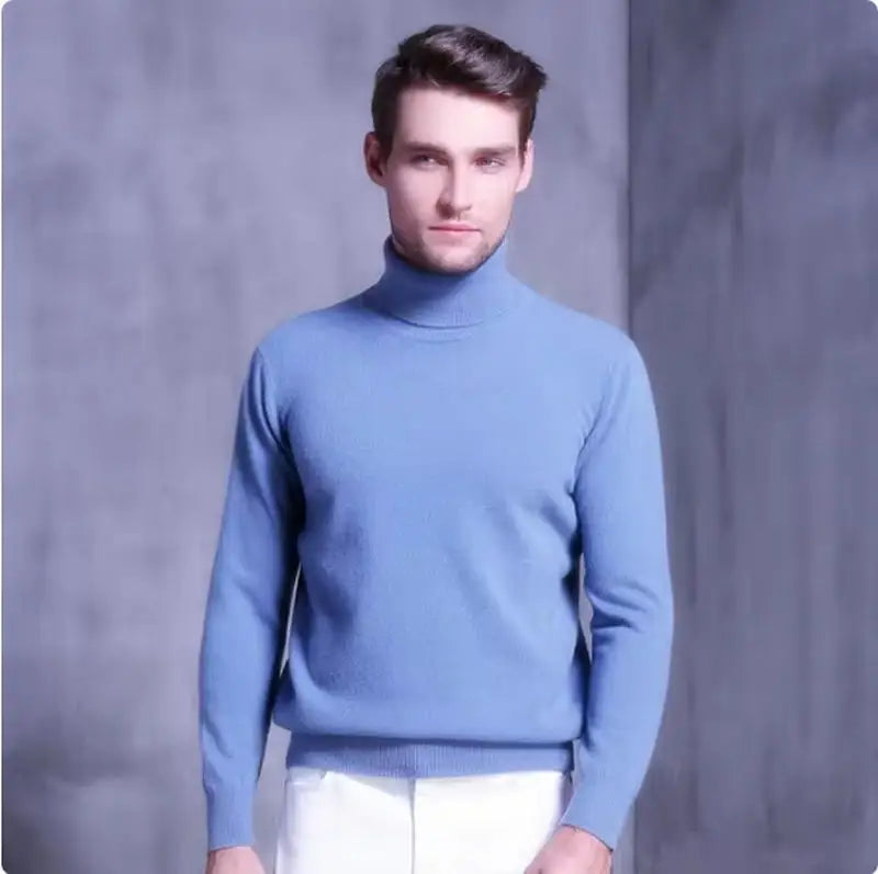 CLOUD NECK - Męski sweter golf z kaszmiru i bawełny - 12 kolorów, S-XXXL