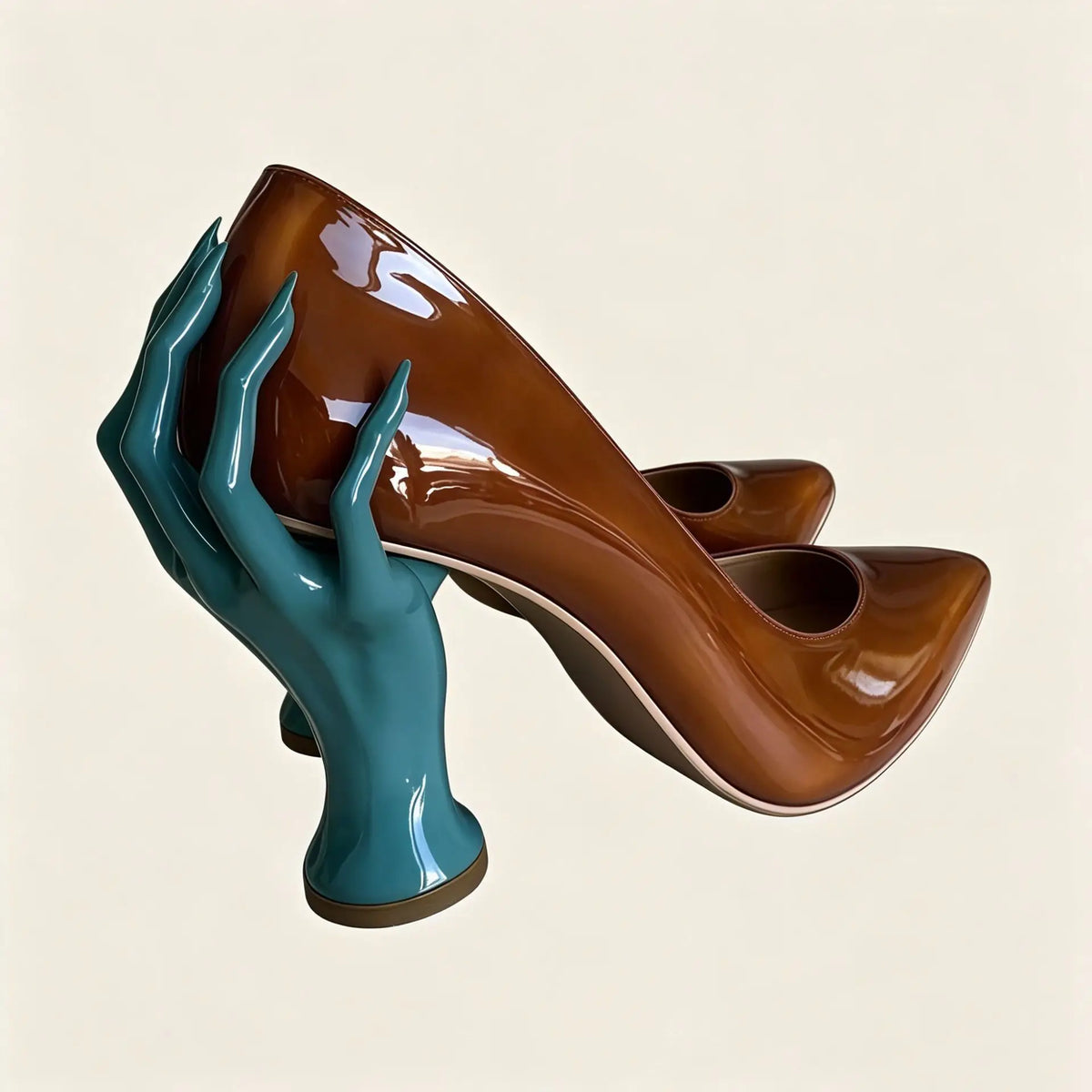 Patent Leather Pumps – Pointed Toe Sculptural Heel Slip-On