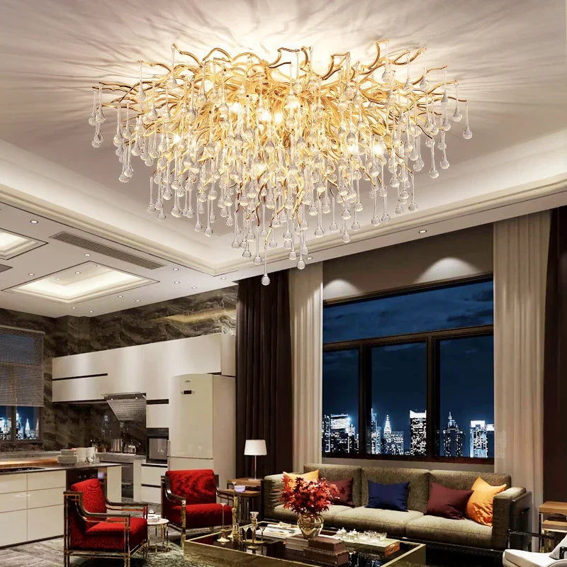 Water Drop Crystal Chandelier – Chrome/Gold/Black, Multi-Size