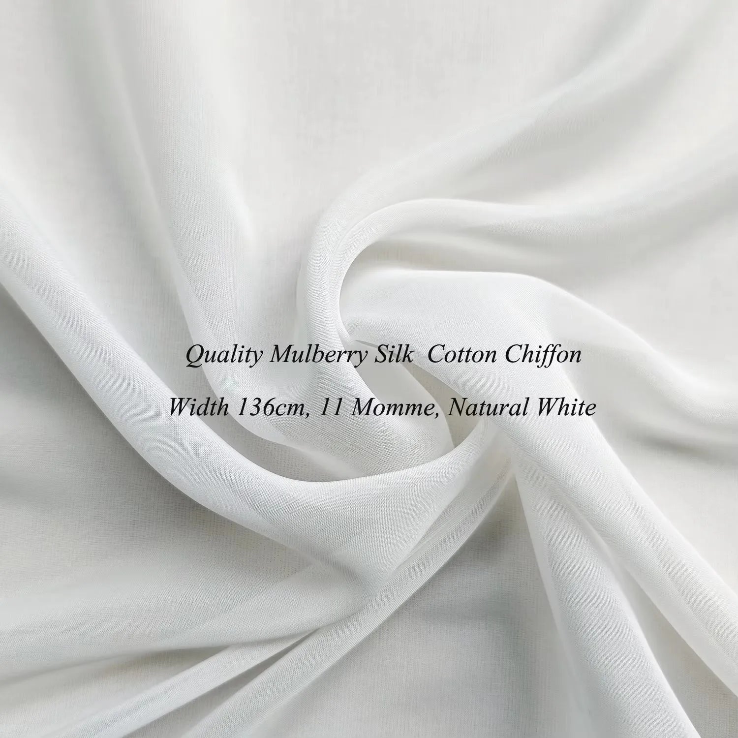 SILK COTTON CHIFFON GAUZE - 50% Mulberry Silk, 136cm Wide - Ivory Drape