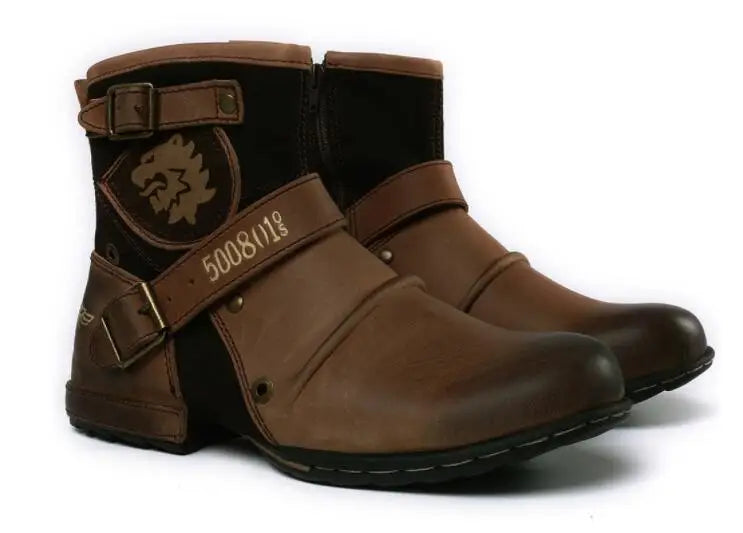 IRON RIDER - Knee-High Cowboy Boots - Buckle Up, Ride Out