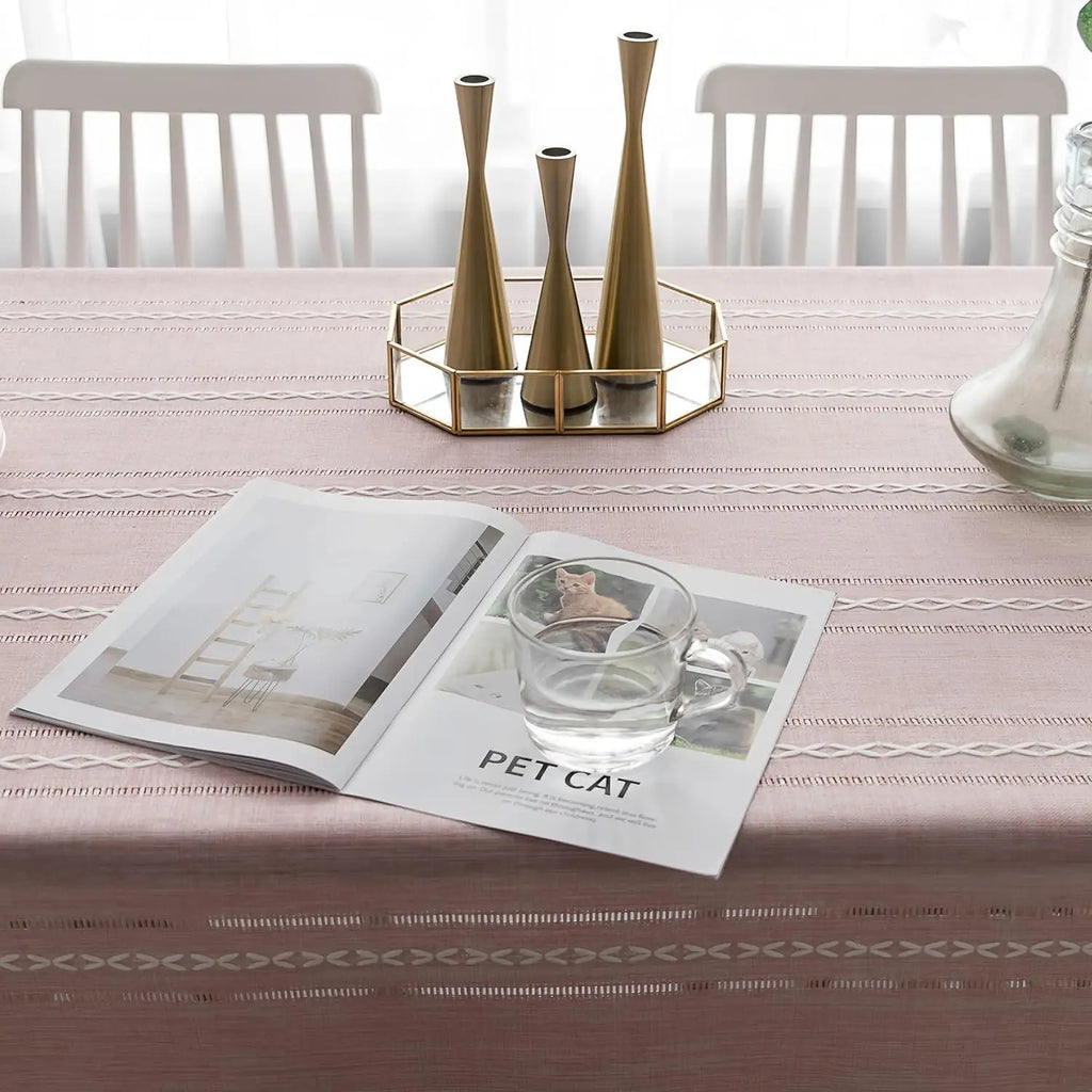 TASSEL TABLECLOTH - Cotton Linen Stripe - Joyful Tables