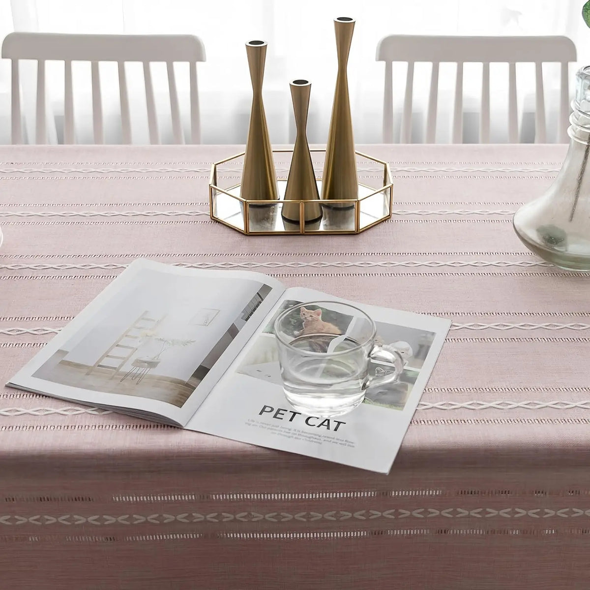 TASSEL TABLECLOTH - Cotton Linen Stripe - Joyful Tables