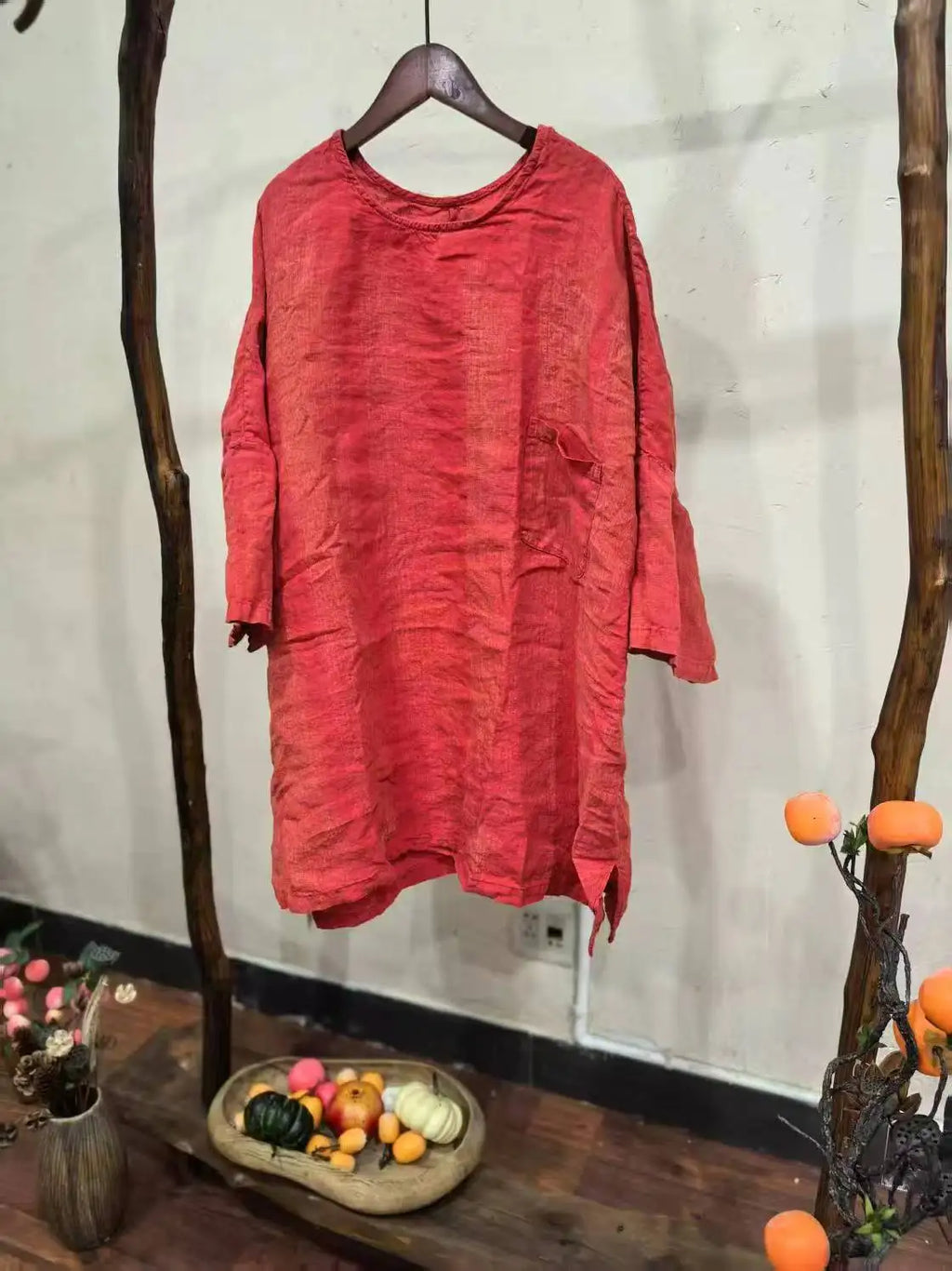 Spring Summer Arts Style Women O-neck Batwing Sleeve Casual Tops Tees Good Quality Cotton Linen Vintage Loose Long T-shirt T2513