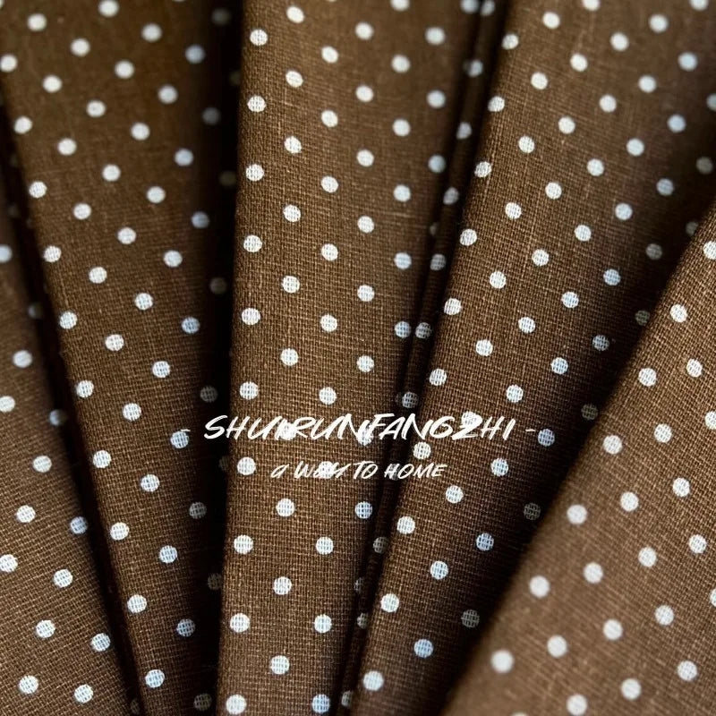 Polka Dot Cotton Linen Fabric Coarse Burlap Texture Rustic for Sofa Curtain Tablecloth Pillow DIY Sewing Accessories