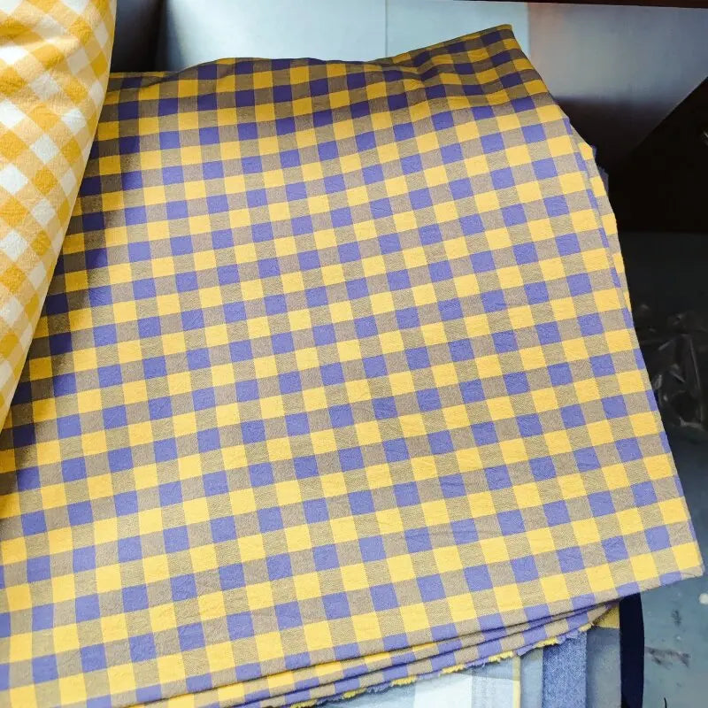 WASHED COTTON PLAID FABRIC - 100% Cotton, 270g/m - Soft Rooms