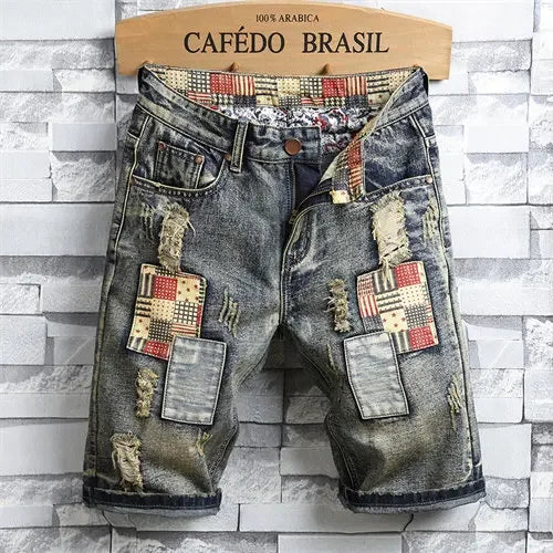 2026 Summer Men's Blue Ripped Jeans Shorts Fashion Casual Denim Shorts Asian Size 28-34 36 38 40 Men's Slacks, 2025 New