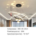 Triple Ring LED Pendant Light – Black/Gold, 60-40-20cm, 3-Color