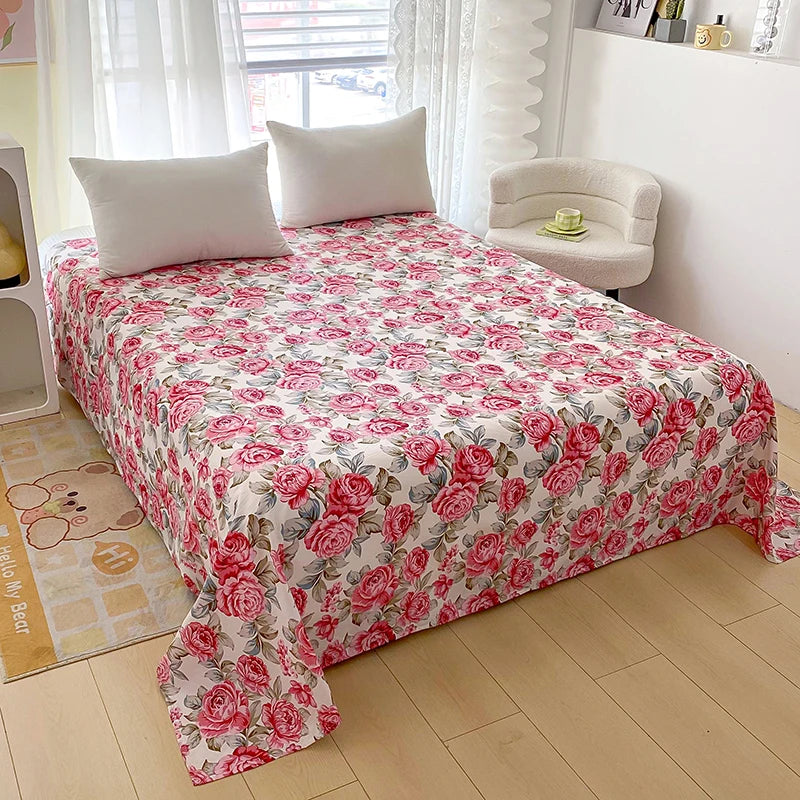BLOOM FLAT SHEET - Red Flower Printed Bed Sheet - Soft, Vivid & Made to Last