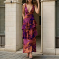 2026 Spring new women's clothing Cross-border European and American dresses Elegant plant-printed suspender cake dress