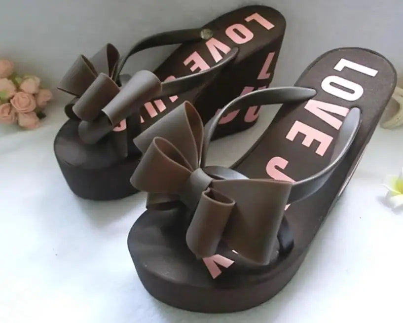 Platform Wedges Sandals Wedges Flip Flops High Heel Sandals Slippers White Beach Sandals Bohemia Flip Flops Pink size 32--43