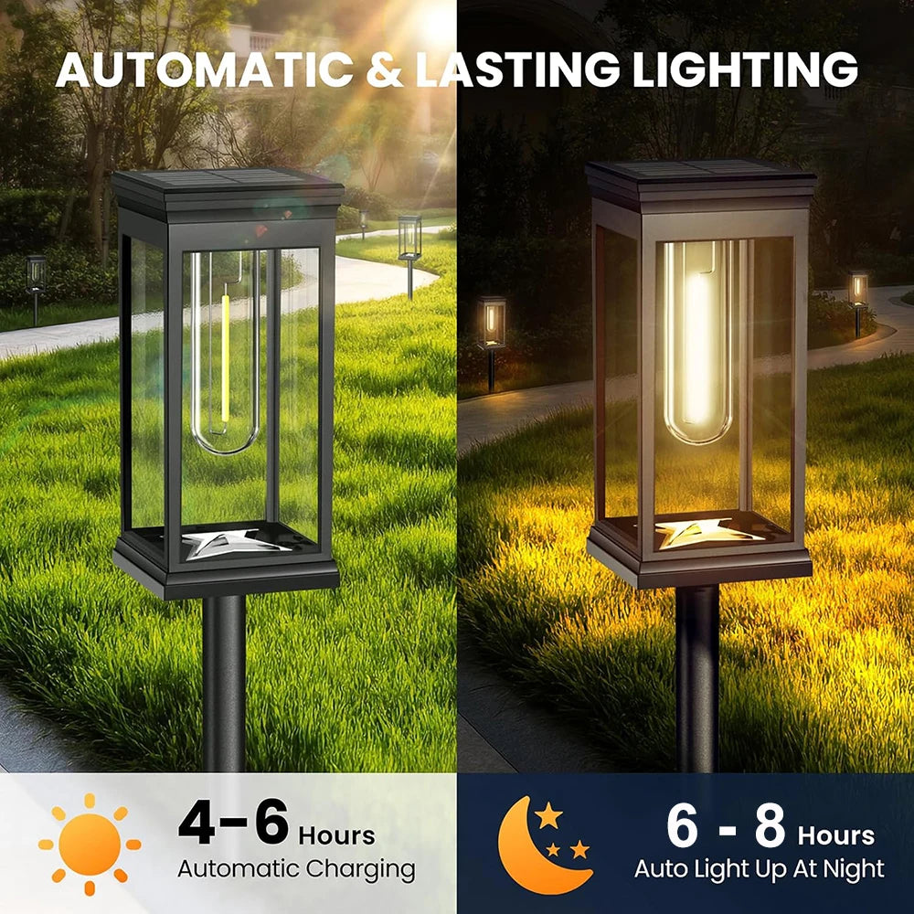 SOLAR PATHWAY LIGHTS - 4-Piece, Warm or Cool White - Auto Outdoor Glow