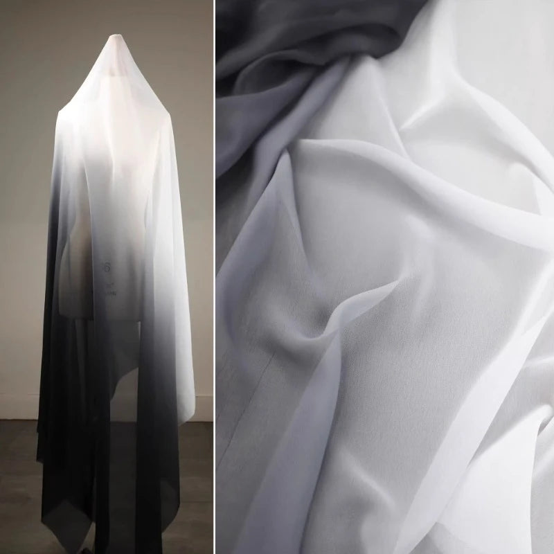 GRADIENT CHIFFON FABRIC - Semi-Sheer Polyester, 110g/m, 146cm Wide - Soft Light