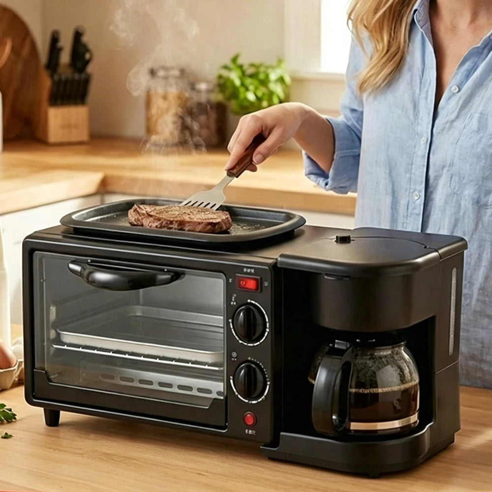 3 in 1 Breakfast Maker – 9L Oven Coffee Maker Frying Pan