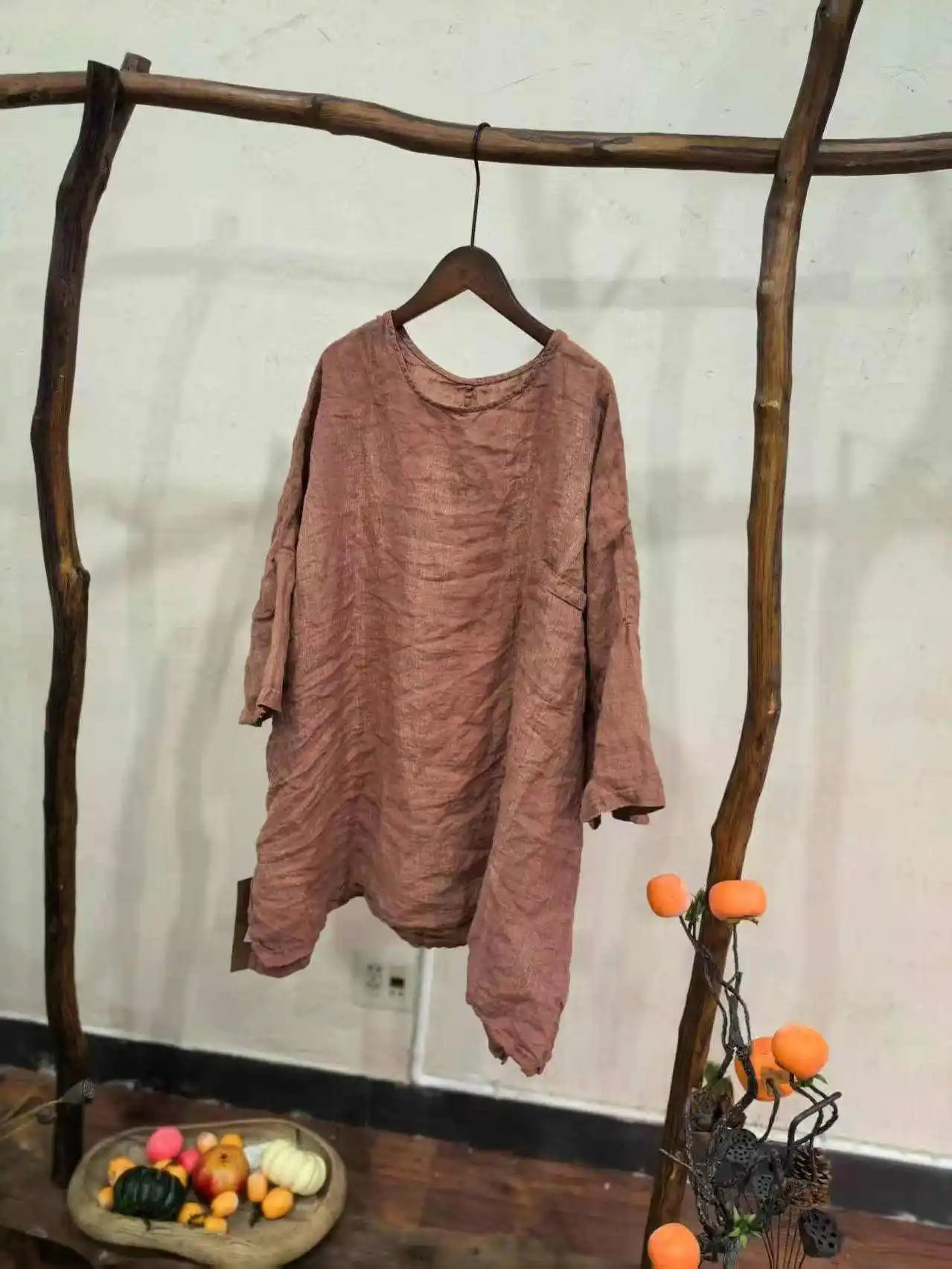 Spring Summer Arts Style Women O-neck Batwing Sleeve Casual Tops Tees Good Quality Cotton Linen Vintage Loose Long T-shirt T2513
