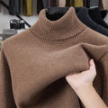 FLEECE TURTLENECK - Men's High Neck Fleece-Lined Knit Sweater - 5 Colors, M–4XL