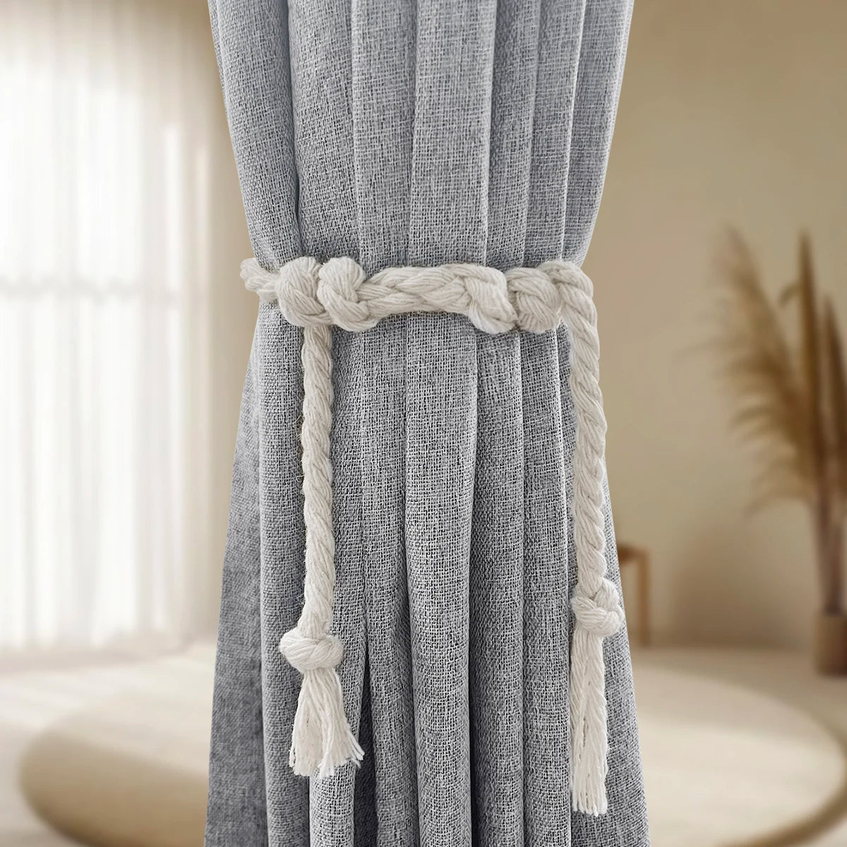 PLAIN BLACKOUT CURTAINS SET OF 2 - Linen Look, 3 Colors - Dark Rooms