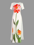 Gymystars Summer Evening Dresses Elegant Party Dresses 2026 Fashion Boat Neck Flower Print Luxurious Holiday Dress Trend Clothes