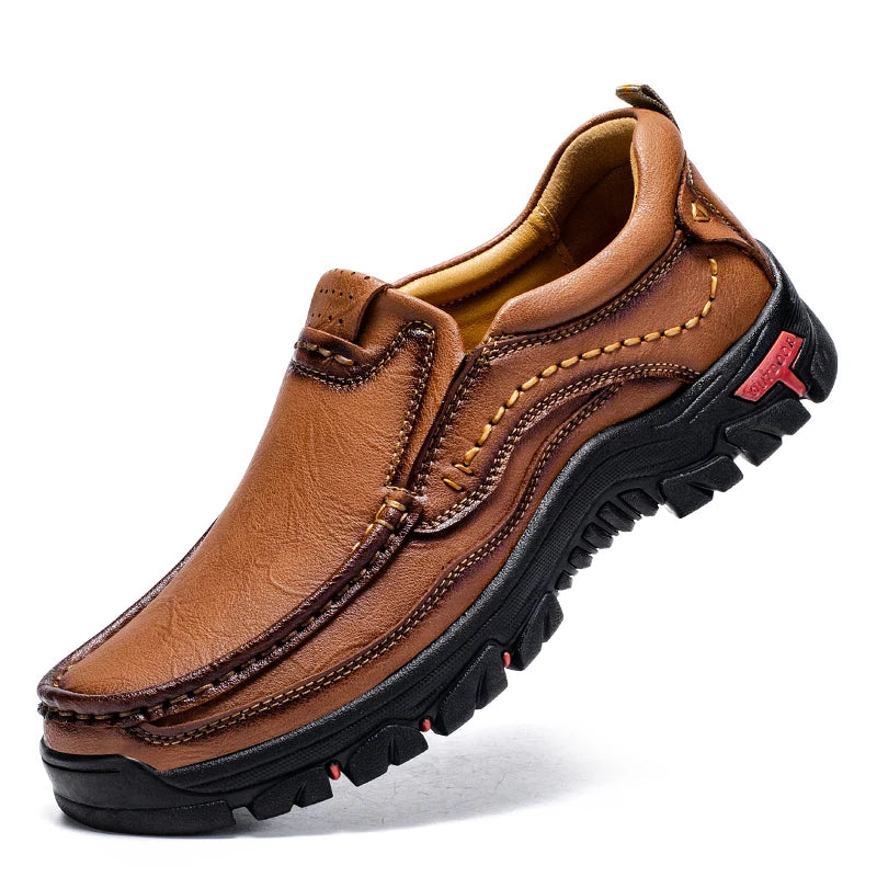 Men's Split Leather Slip-On Business Casual Flats - Comfort Work Shoes EU 38-48