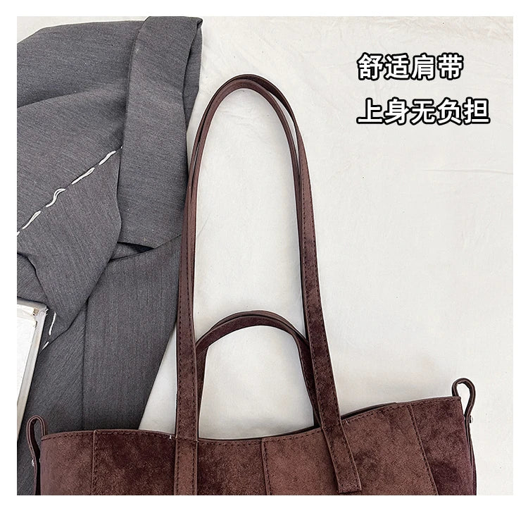 Light Luxury Solid PU Hasp Shoulder Bag for Women Commuting Frosted Leather Handbag 2026 Hot Sale Large Capacity Niche Tote Bags