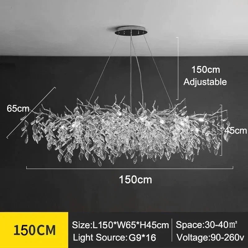 Luxury Crystal LED Chandelier – Round & Linear, Gold/Silver, Multiple Sizes