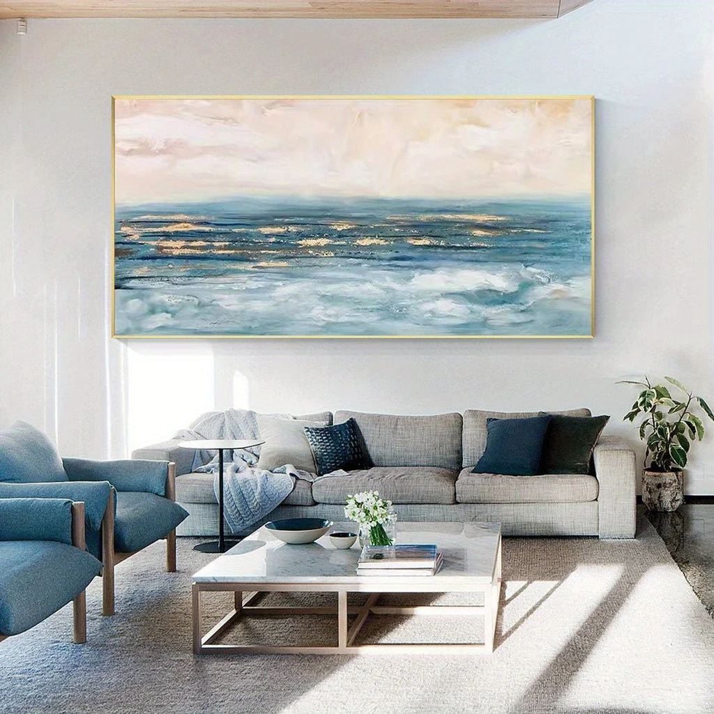 ABSTRACT SEA VIEW OIL PAINTING - Hand-Painted - Unframed Canvas