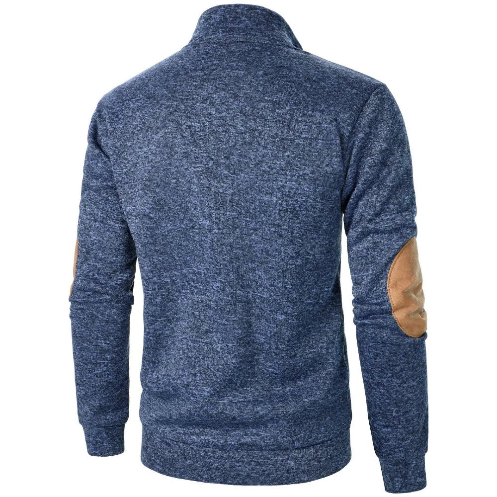 PATCH BLOC - Men's Patchwork Stand Collar Sweatshirt - Vintage, 5 Colors, S-XXXL