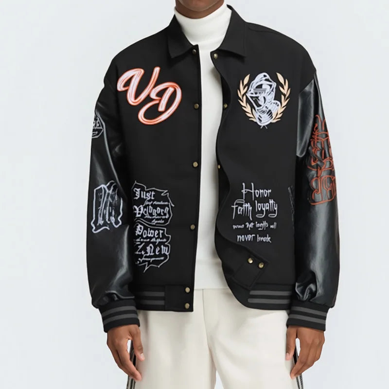EMBROIDERY BOMBER - Men's Heavy Embroidery Baseball Bomber Jacket - 2 Colors, S–XXXL