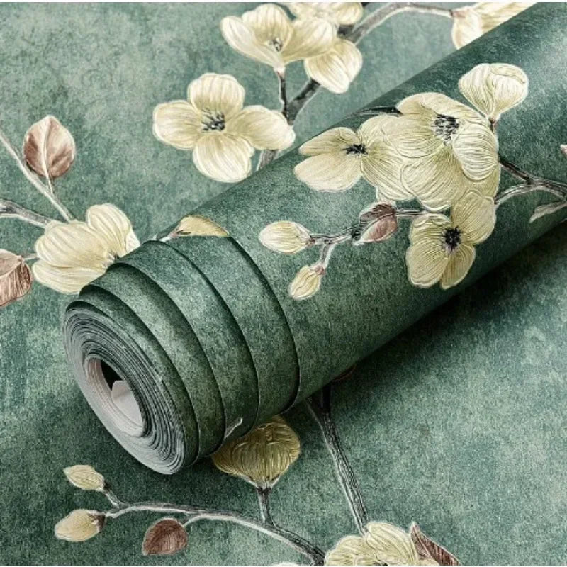 3D FLORAL WALLPAPER - Vinyl Roll - Peel & Stick Wall Decor