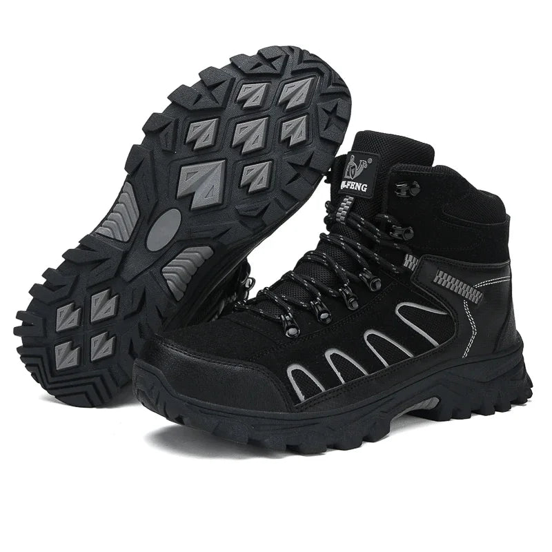 Men's Winter Ankle Boots - Waterproof Lace-Up Hiking Outdoor High-Top Shoes
