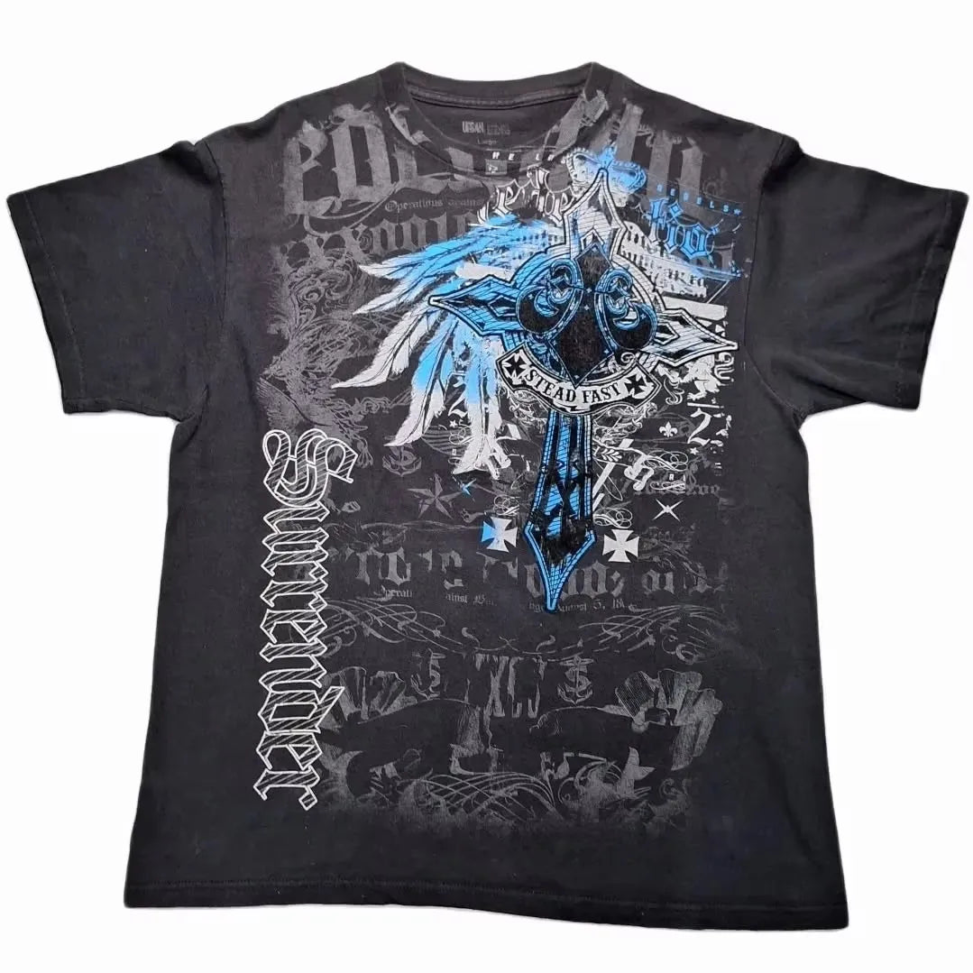 High Street Southpole Short Sleeve Women Y2K Graphic Print Oversized T Shirt Harajuku Gothic Round Neck Cotton Short Sleeve Tops