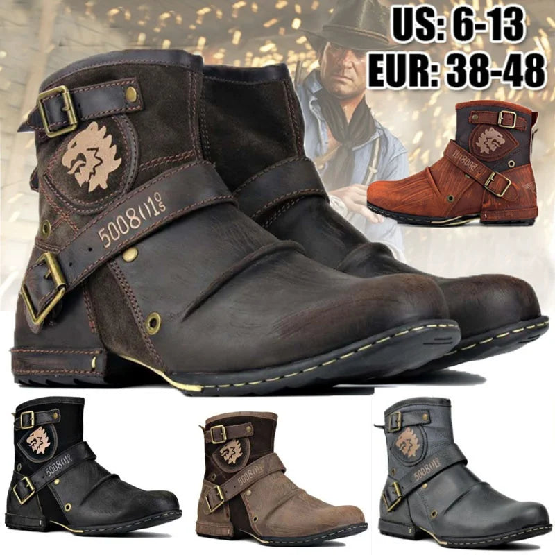 IRON RIDER - Knee-High Cowboy Boots - Buckle Up, Ride Out
