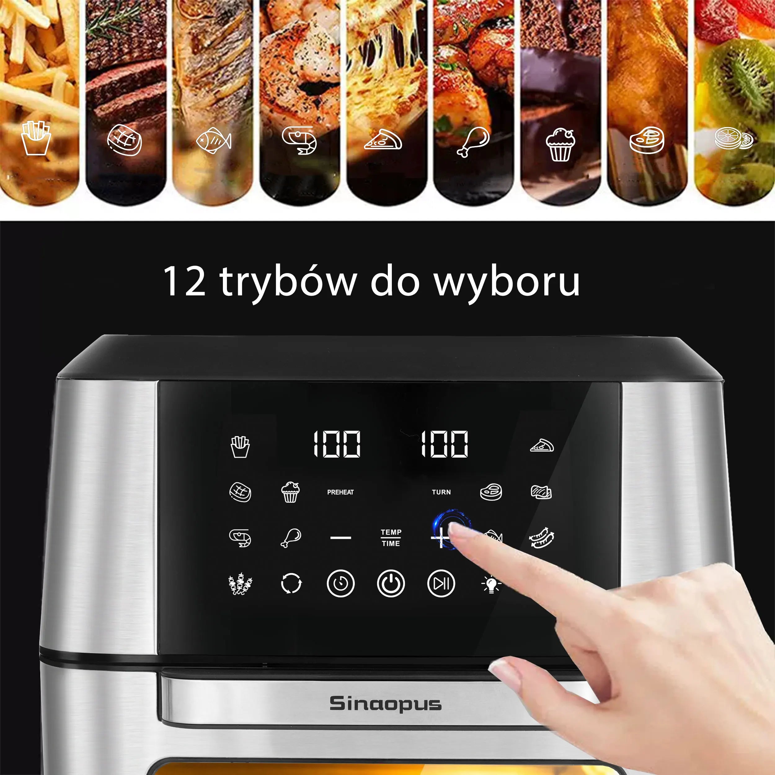 12L Air Fryer Oven – 360° Hot Air Window LED Touch