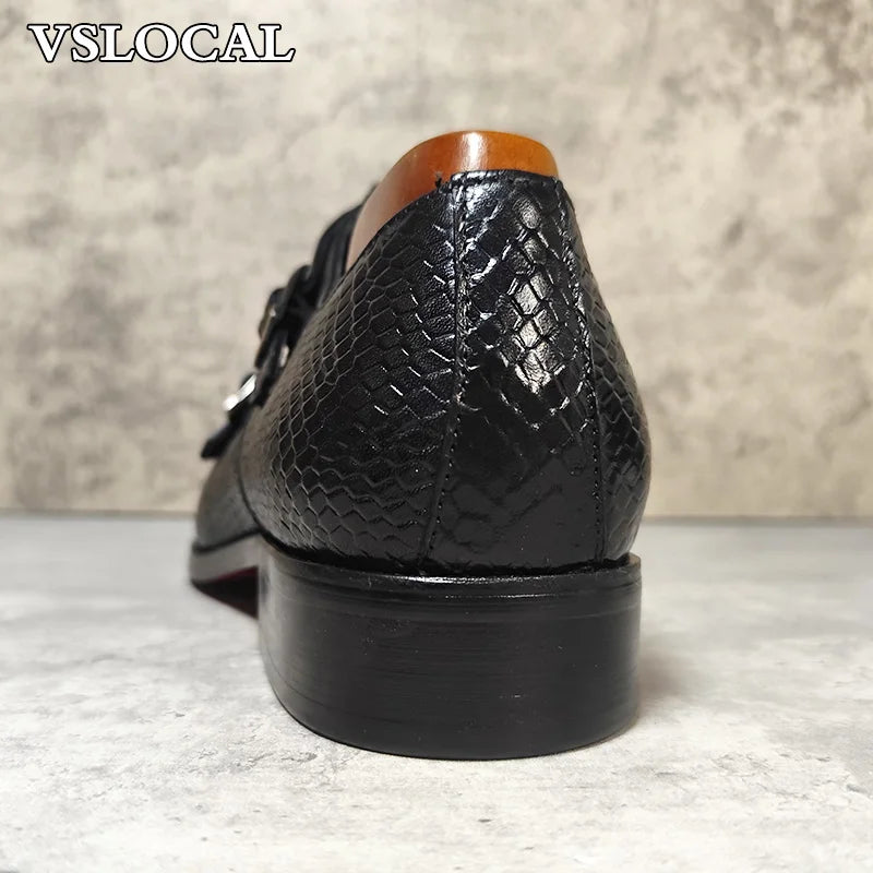 SERPENT MONK - Snake Print Double Monk Shoes - Luxury Detail, Everyday Confidence