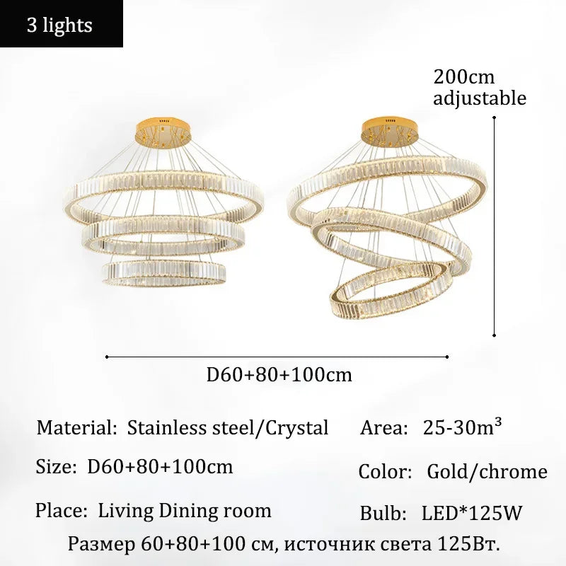 HALO LUXE – 4-Ring Crystal Chandelier