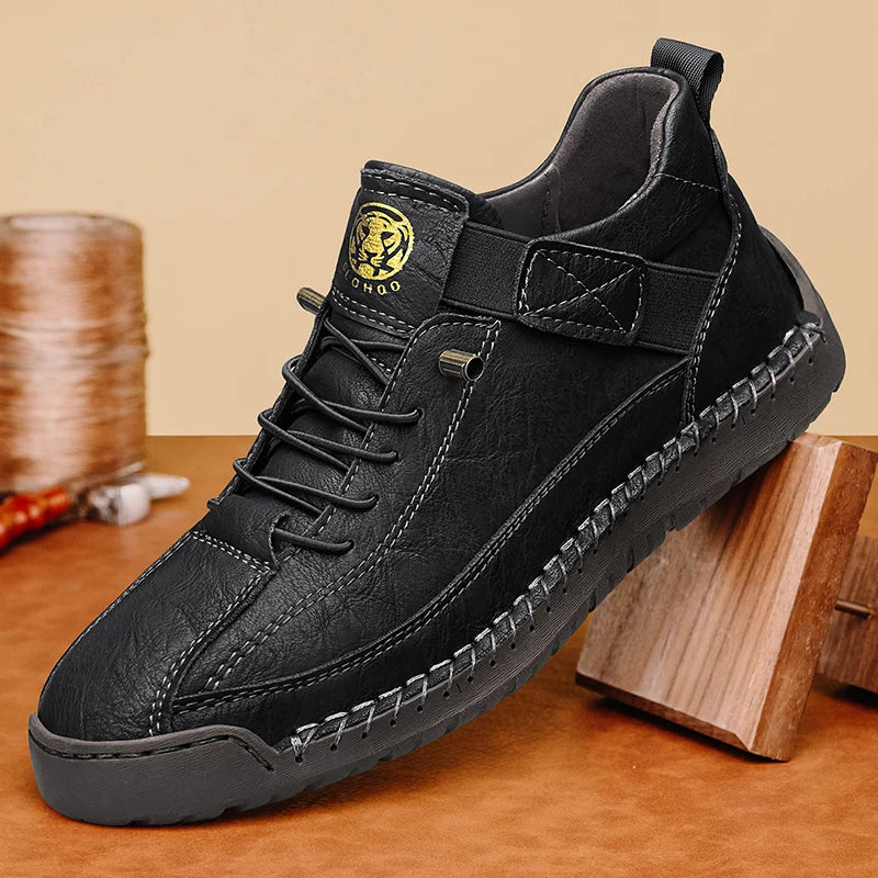 HIGH STITCH - Men's Handmade High-Top Casual Ankle Boots - Breathable Leather