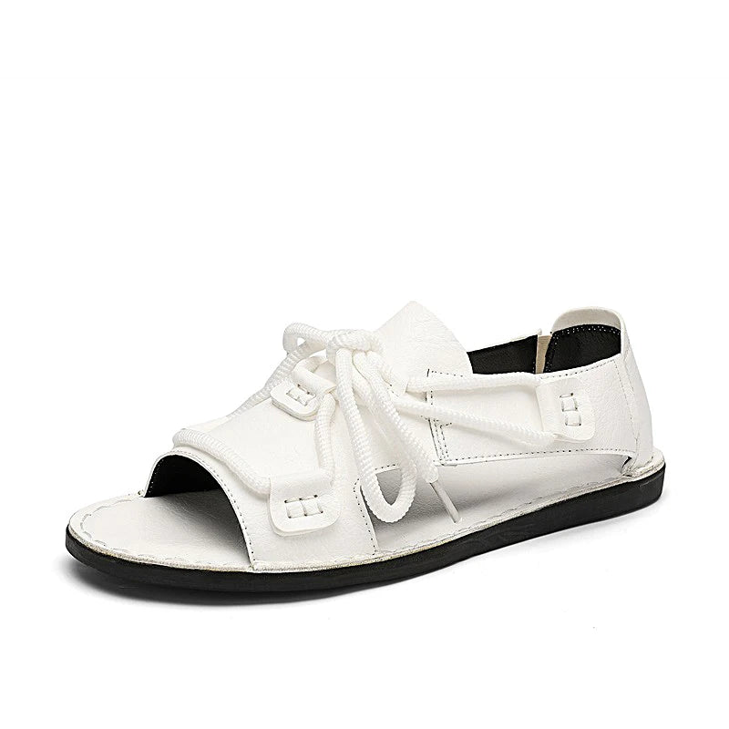 Sandals Summer Fashion Leather Comfortable Flat Roman Sandals Soft Quick Drying 2026 New Outdoor Casual Beach Shoes Man