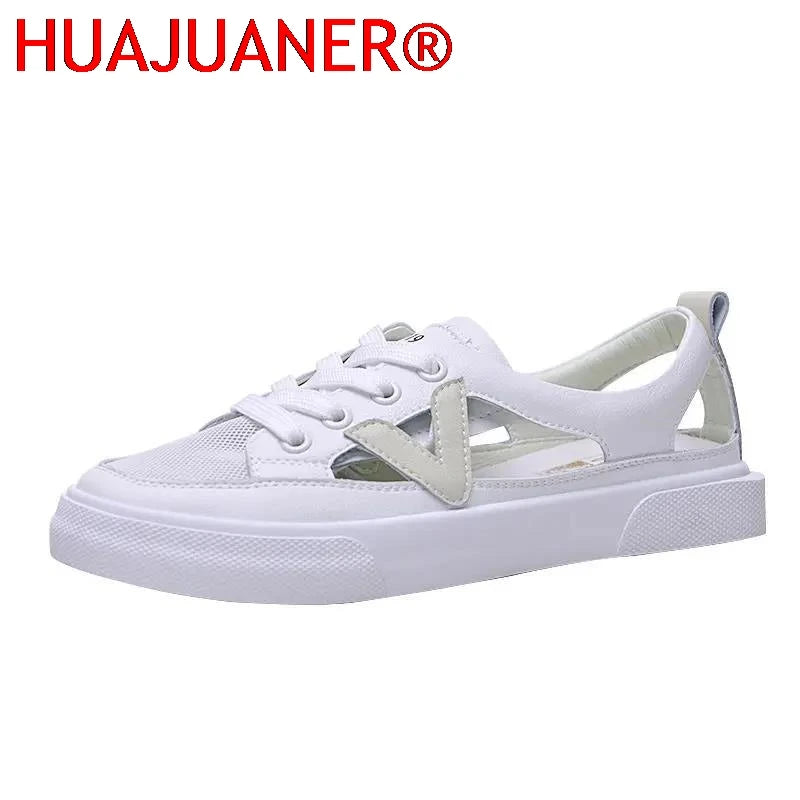 Real Soft Leather Bag Head Sports Sandals Women's Outer Wear New Summer Student All-match Flat Casual White Shoes Woman