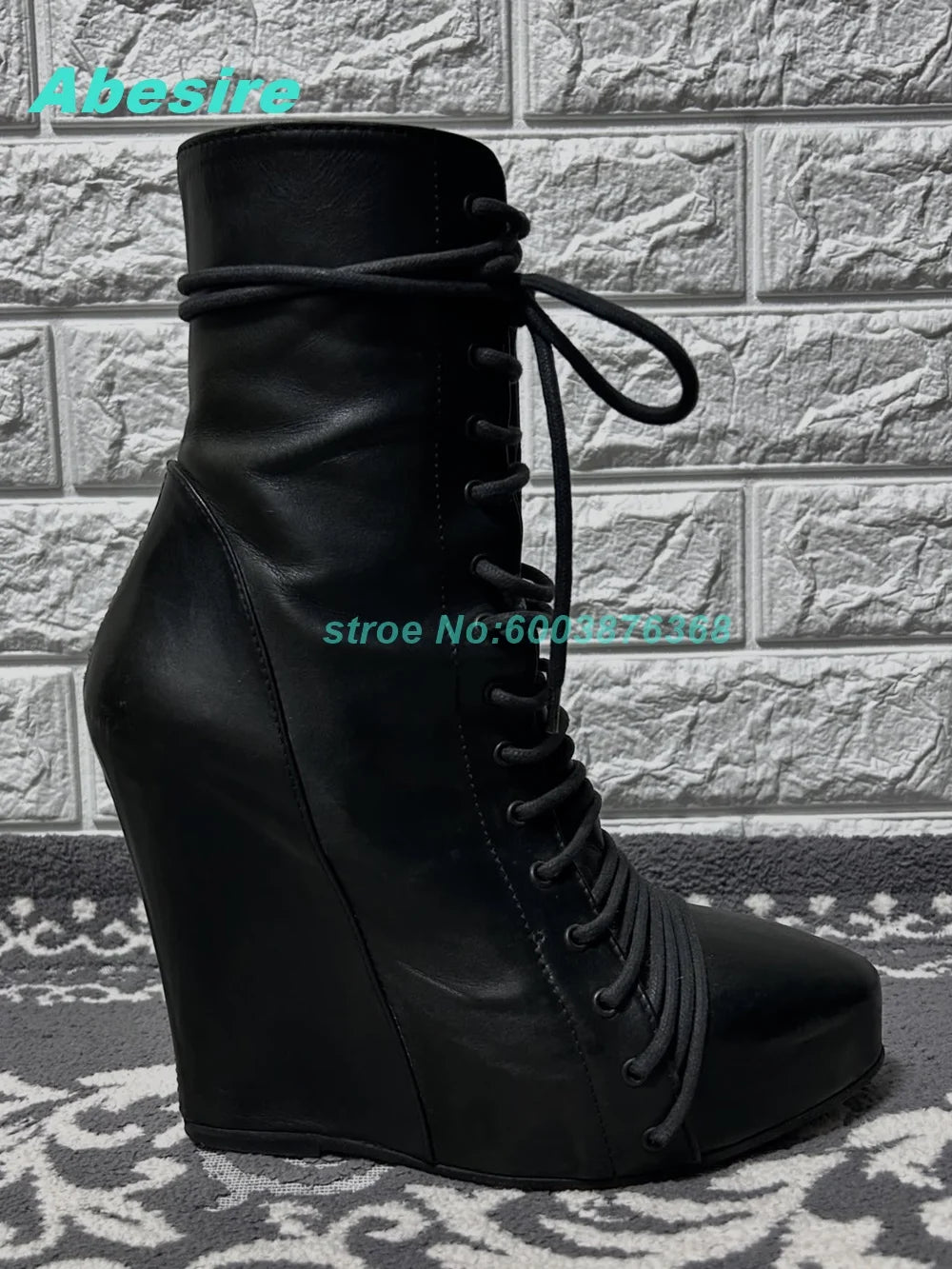 Patchwork Matte Leather Ankle Boots - Wedge Platform