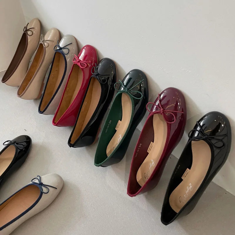 Shallow Women's Soft Round Toe Flats, Slides Footwear, Fashion Butterfly-Knot Women's Ballet Flats, Dance Shoes