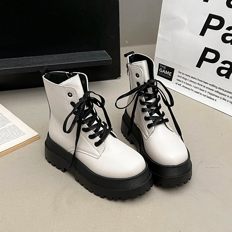 Lace-Up Platform Ankle Boots – Chunky Sole
