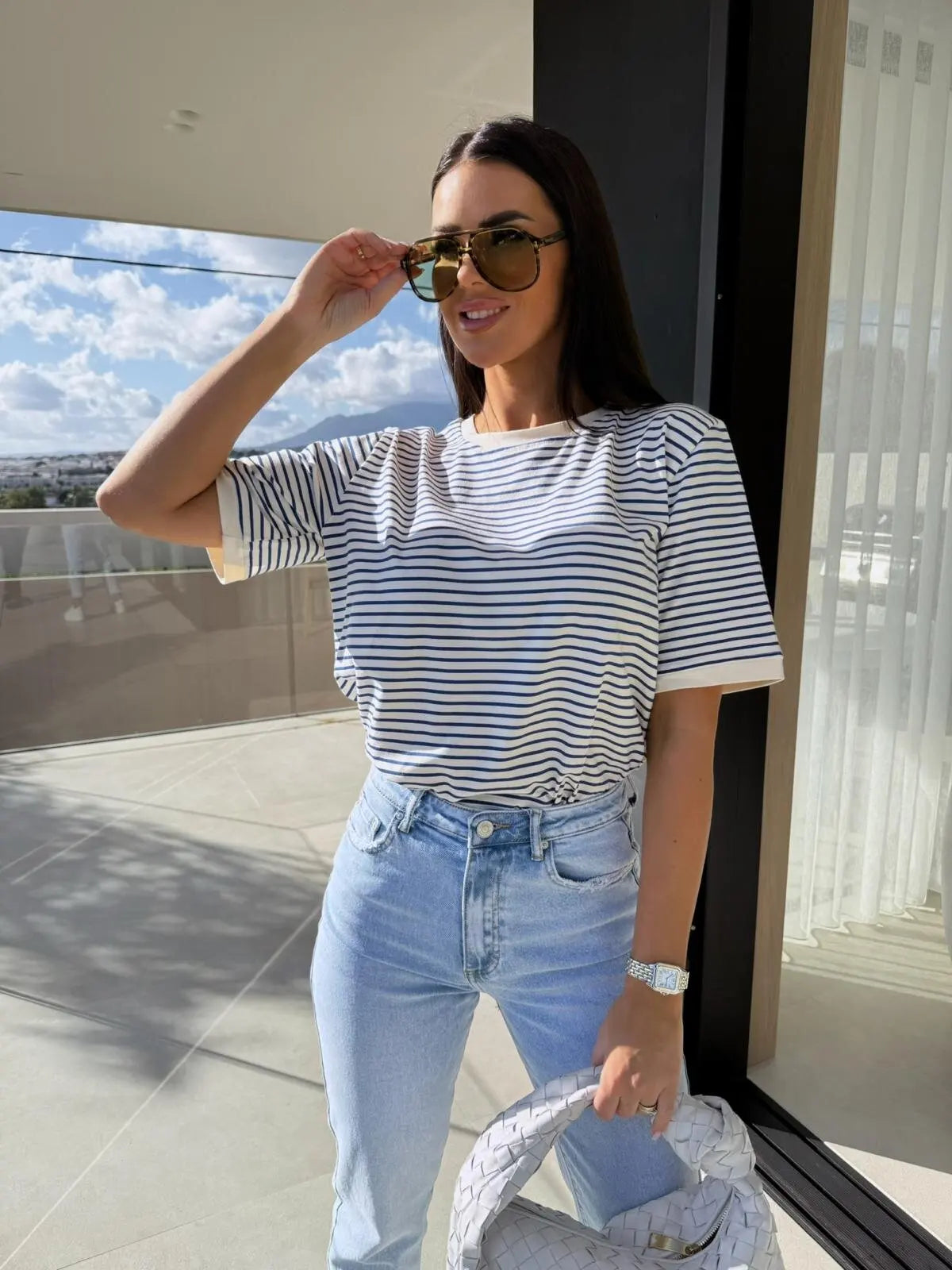 Women Striped Short Sleeve T Shirt Casual Loose Fit Summer Top for Everyday Wear