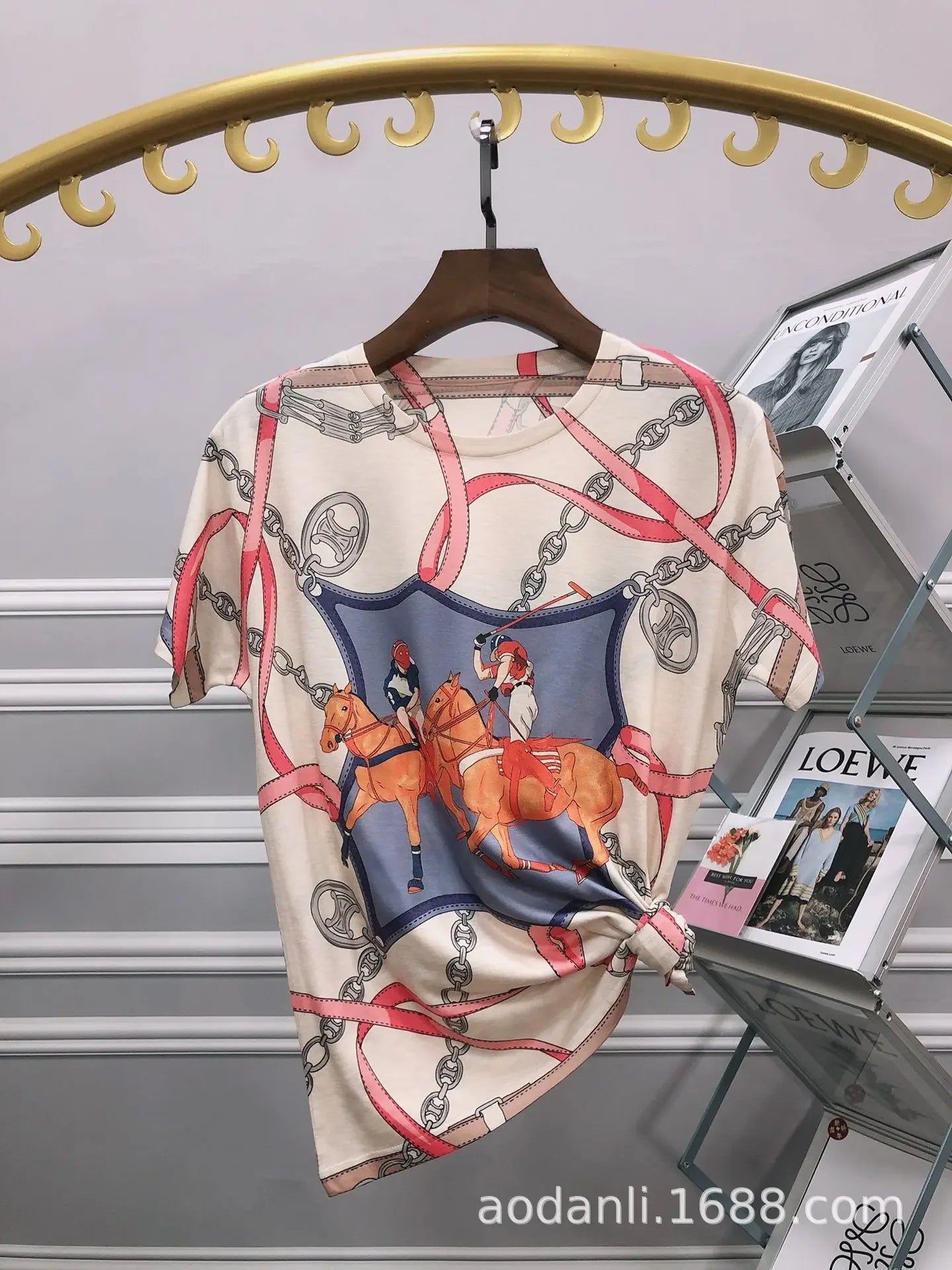 2025 Cartoon Printed T Shirts Women Clothes Vintage Style Casual Horse Pattern Female Short Sleeve Summer Tops Женская Одежда