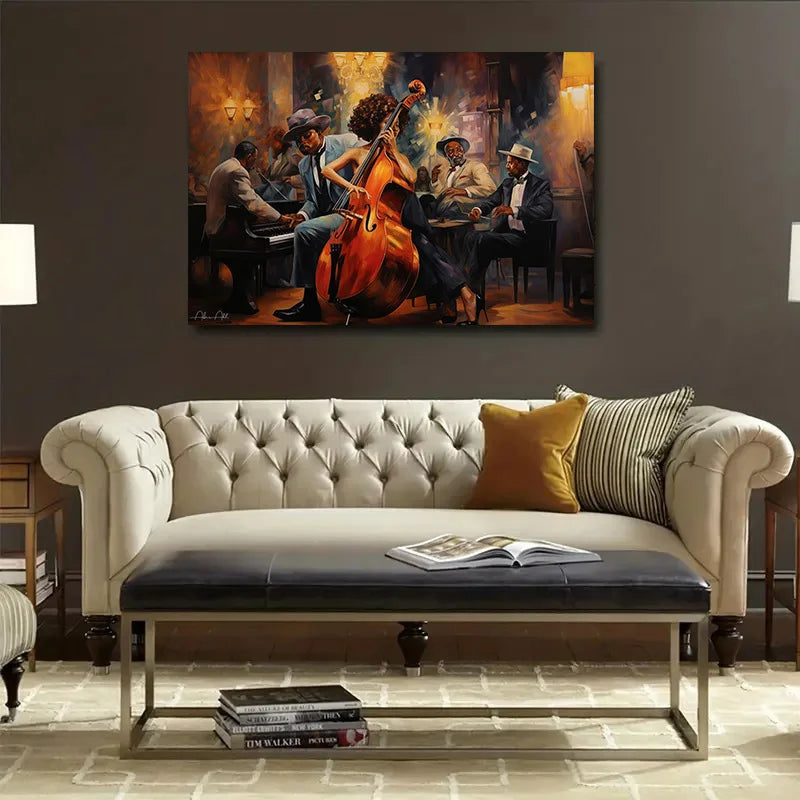 Vintage Jazz Band Canvas - Multi-Size - Music Scene