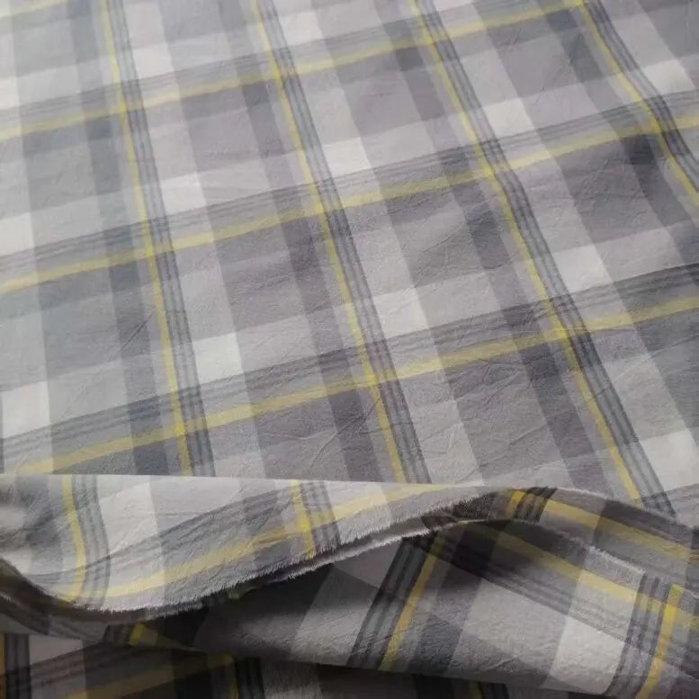 WASHED COTTON PLAID FABRIC - 100% Cotton, 270g/m - Soft Rooms